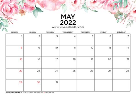 May Free Printable Calendar 2022